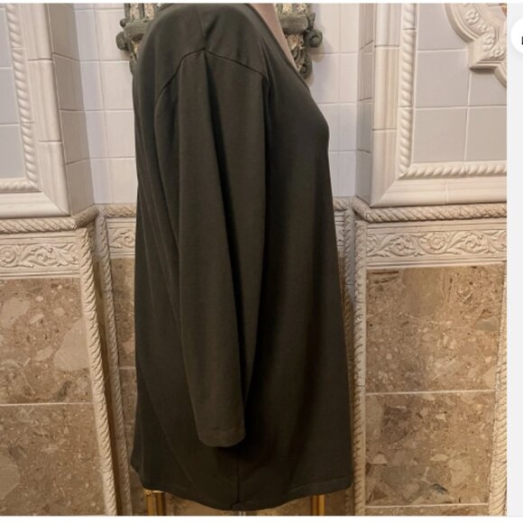 Zena Jeans. Size 3X. Dark Olive Drab Green. Stretch. 3/4 Sleeve. Top. B127 - Picture 3 of 5